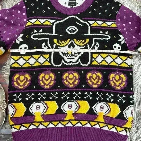 New Belgium Voodoo Ranger Purple and Yellow Holiday Beer Sweater, M - Picture 8 of 12